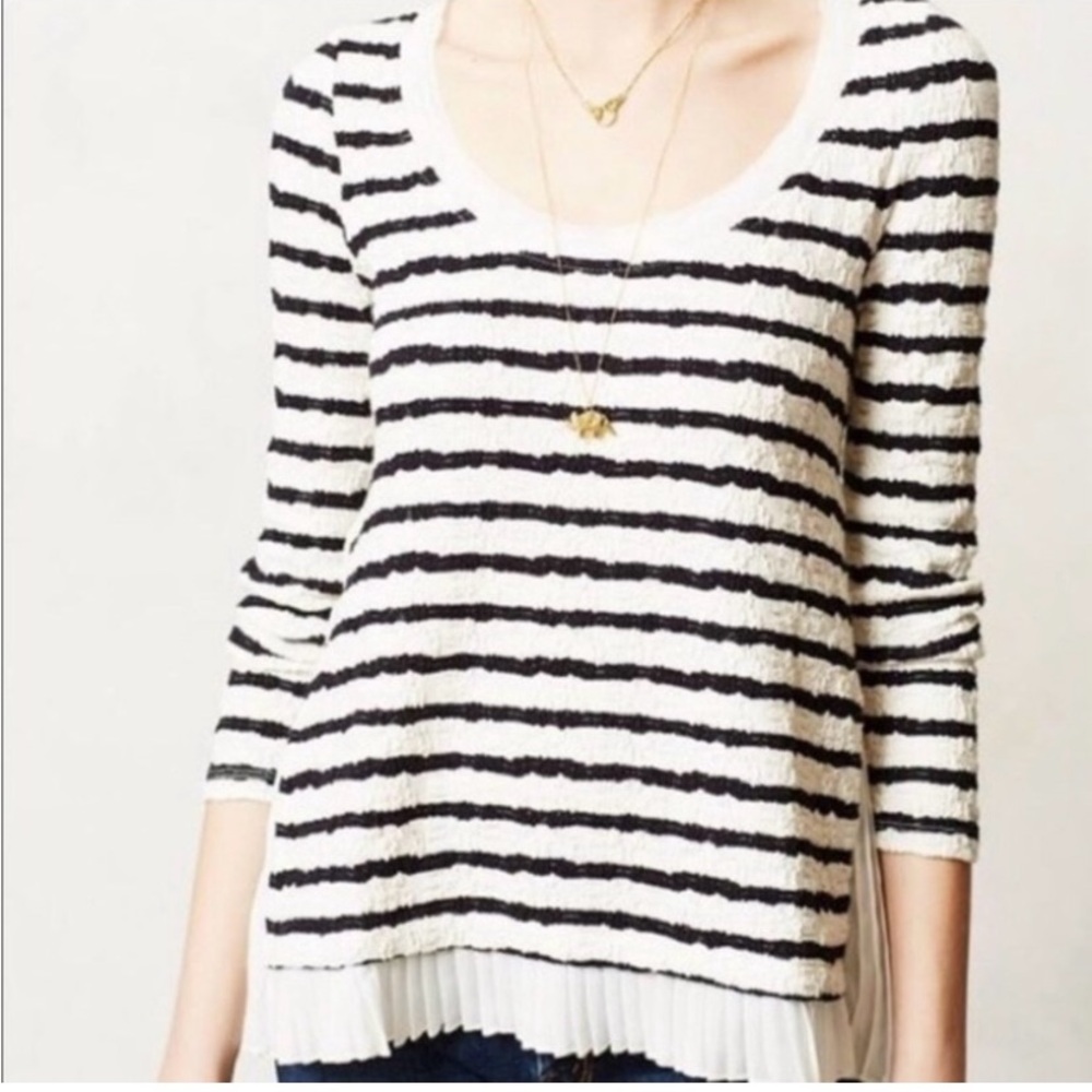 Anthropologie striped knit chiffon top.